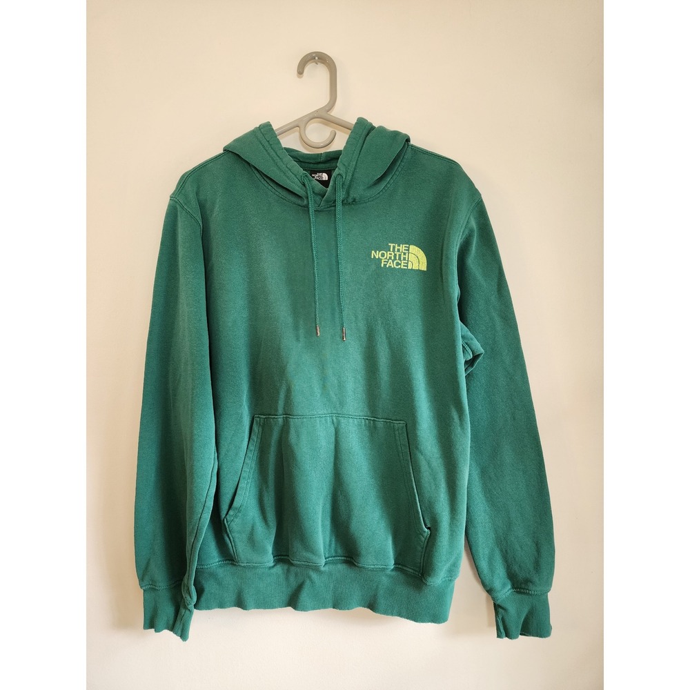 The North Face Mens Medium Green Box Logo Pullover Hoodie Sweatshirt M AS IS